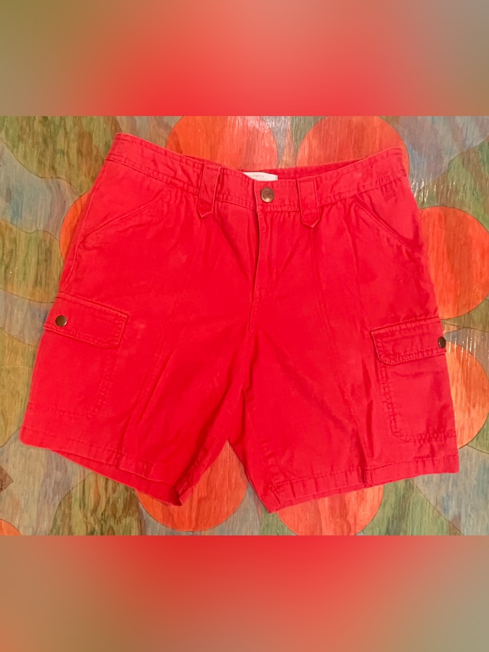 Eddie Bauer RipStop Cargo Shorts Womens Size 30 Inch Waist Red Cotton Pockets